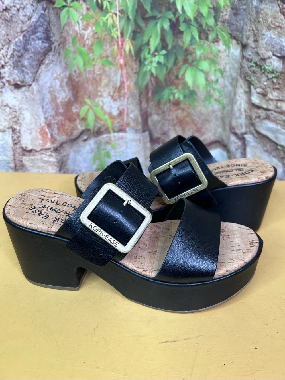 KORK-EASE Black Leather Platform Sandals, 7 - Picture 8 of 12